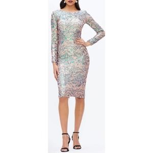 Dress The Population Emery Blush Allover Sequin Bodycon Dress Size Large